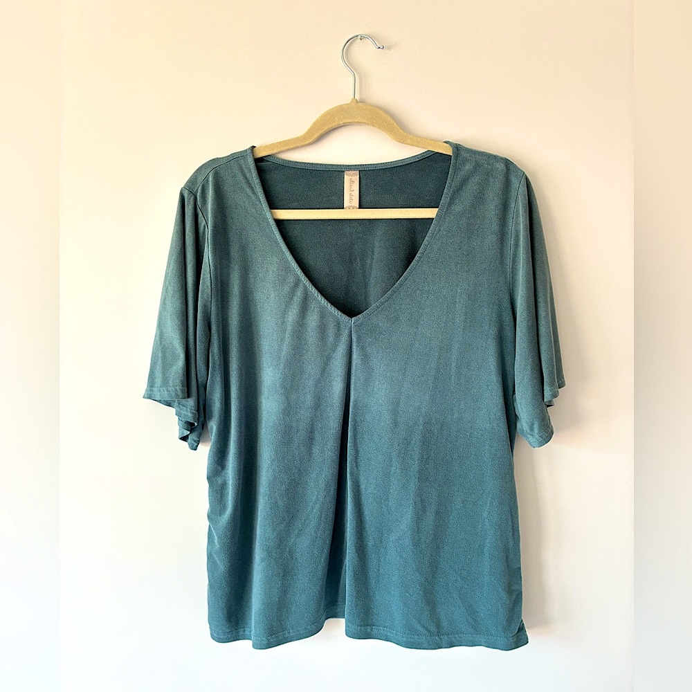 Altar’d State Soft Turquoise V-Neck Top – Size M